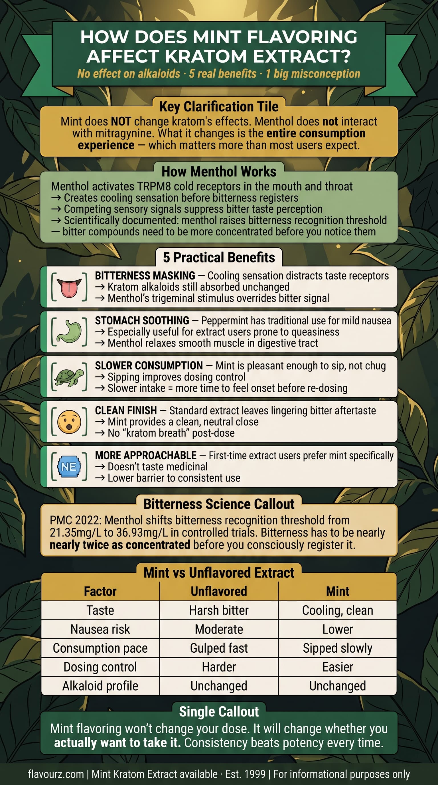 infographic for How Does Mint Flavoring Affect Kratom Extract
